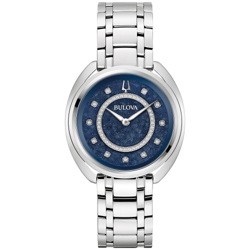 Bulova Ladies Duality Quartz Box-Set 34mm Silver-Tone Stainless Steel Case and Bracelet with Blue Dial