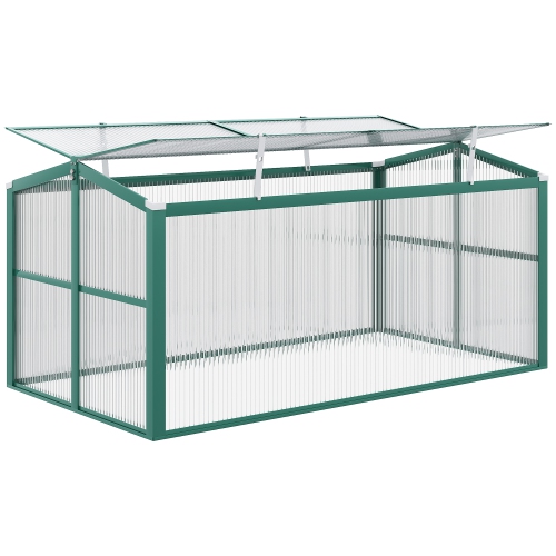 OUTSUNNY  Aluminium Cold Frame Greenhouse Garden Portable Raised Planter \w Openable Top for Indoor, Outdoor, Flowers, Vegetables, Plants, 51" X 28"