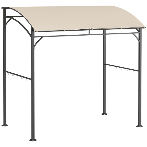 OUTSUNNY  7' X 5' Bbq Grill Gazebo Tent, Garden Grill Canopy With Steel Frame And Hooks, Outdoor Sun Shade In Beige