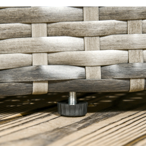 Outsunny 4 Pieces Outdoor Daybed with Retractable Canopy, PE Rattan Wicker Round Sofa Day Bed, Patio Sectional Conversation Furniture Set with