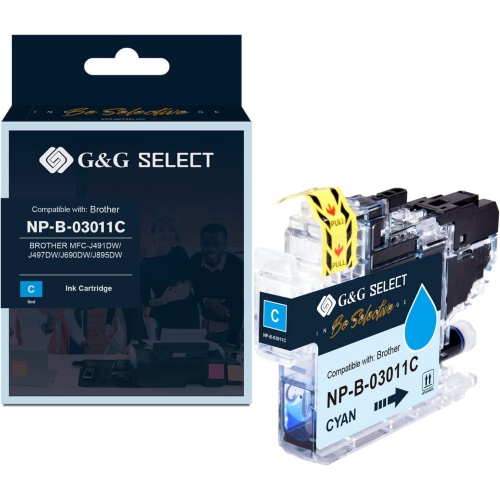 G&G Select Compatible Ink Cartridge for Brother LC3011C 250 Pages use for Brother MFC-J491DW/J497DW/J690DW/J890DW/J895DW