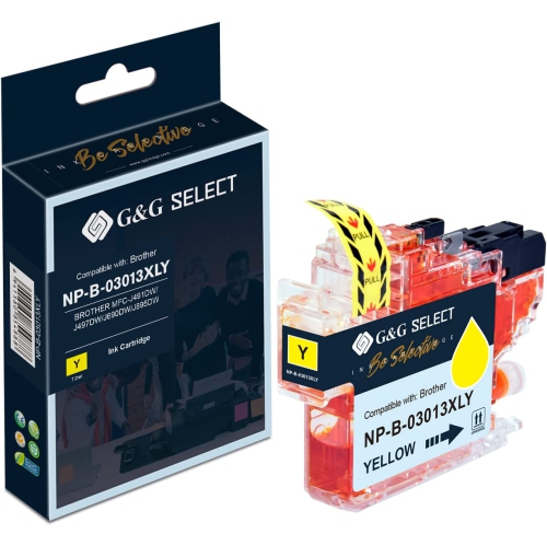 G&G Select Compatible Ink Cartridge for Brother LC3013XLC 550 Pages use for Brother MFC-J491DW/J497DW/J690DW/J890DW/J895DW(Yellow)