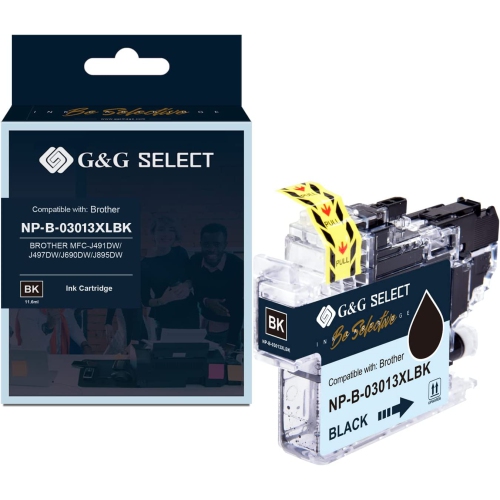 G&G Select Compatible Ink Cartridge for Brother LC3013XLC 550 Pages use for Brother MFC-J491DW/J497DW/J690DW/J890DW/J895DW(Black)