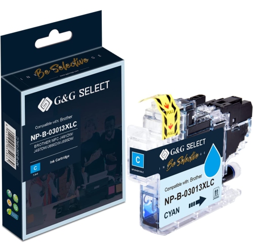 G&G Select Compatible Ink Cartridge for Brother LC3013XLC 550 Pages use for Brother MFC-J491DW/J497DW/J690DW/J890DW/J895DW