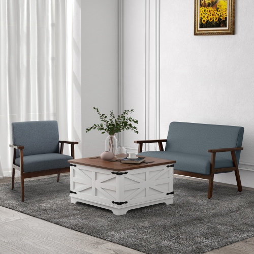 Chaise d’appoint moderne avec siège rembourré HOMCOM, fauteuil rembourré d’aspect lin pour chambre à coucher, fauteuil salon avec accoudoirs et