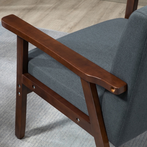 Chaise d’appoint moderne avec siège rembourré HOMCOM, fauteuil rembourré d’aspect lin pour chambre à coucher, fauteuil salon avec accoudoirs et