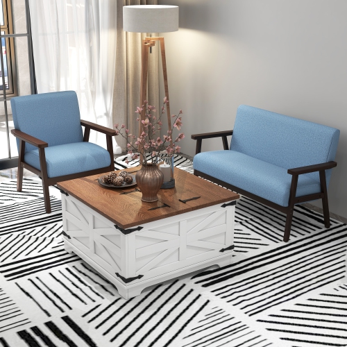 HOMCOM – Causeuse de 48&nbsp;po pour chambre à coucher, causeuse moderne, canapé à 2 places avec pattes en caoutchouc pour salon, bleu