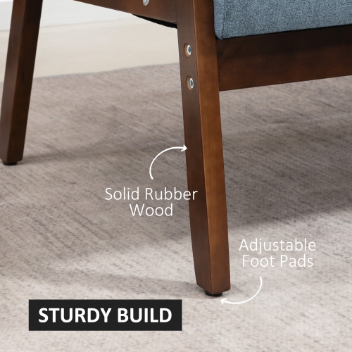 HOMCOM – Causeuse de 48&nbsp;po pour chambre à coucher, causeuse moderne, canapé à 2 places avec pattes en caoutchouc pour salon, bleu