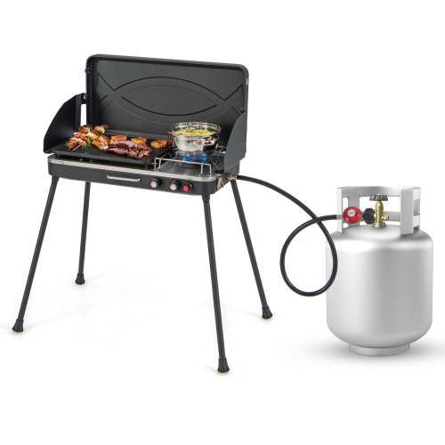 Costway 2 in 1 Propane Grill 2 Burner Camping Gas Stove Portable w Removable Leg Best Buy Canada