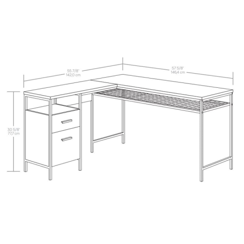 Sauder Market Commons Engineered Wood/Metal L-Desk in Prime Oak
