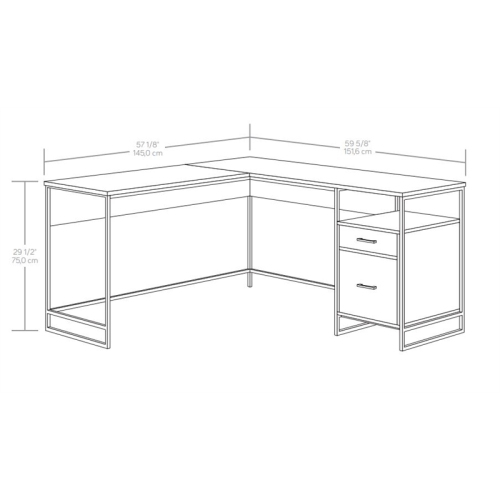 Sauder Tremont Row Engineered Wood/Metal L-Desk in Mystic Oak