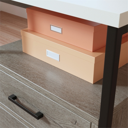 Sauder Tremont Row Engineered Wood/Metal L-Desk in Mystic Oak