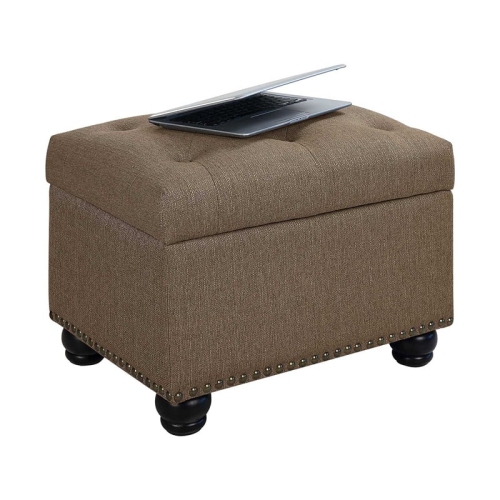 Designs4Comfort 5th Avenue Storage Ottoman in Beige Fabric with Solid Wood Feet
