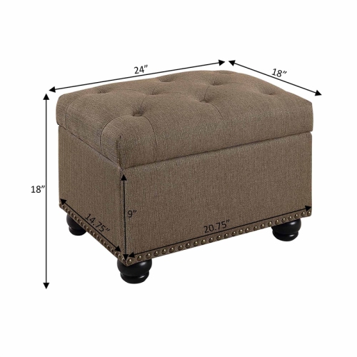 Designs4Comfort 5th Avenue Storage Ottoman in Beige Fabric with Solid Wood Feet