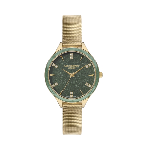 LEE COOPER  Ladies Lc07388.170 Gold Watch W/green Dial In Yellow