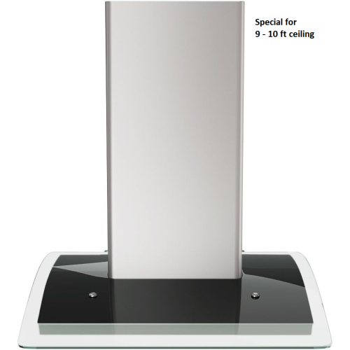 Vertrons 30 inch Tempered Glass Island Mount Range Hood, 800 CFM Ducted Vent,Touch Control Panel,4 Speed Fan,2 Baffle Filters,Auto Power-off