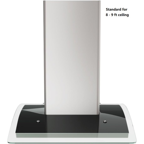 Vertrons 30 inch Tempered Glass Island Mount Range Hood, 800 CFM Ducted Exhaust Vent, Touch Control Panel, 4 Speed Fan, 2 pcs Baffle Filters, Auto