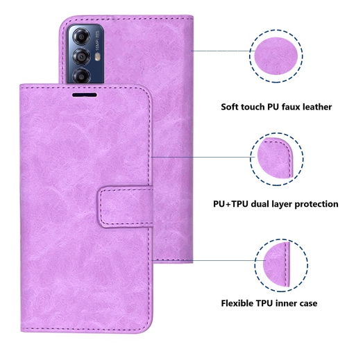 XCRS Folio Magnetic Wallet Cover, PU Leather Pouch with Card Slot and Stand Case for Motorola G Play 2023