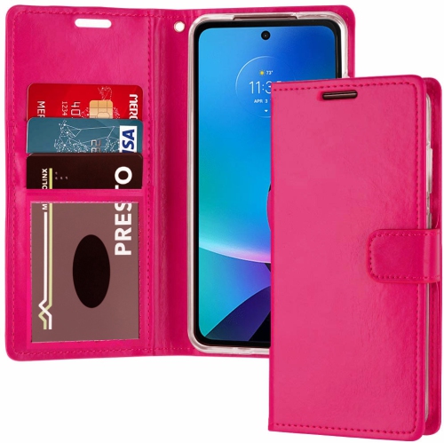 XCRS Folio Magnetic Wallet Cover, PU Leather Pouch with Card Slot and Stand Case for Motorola G Play 2023