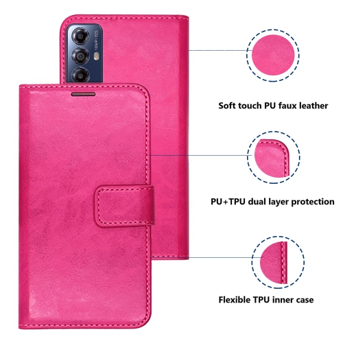 XCRS Folio Magnetic Wallet Cover, PU Leather Pouch with Card Slot and Stand Case for Motorola G Play 2023