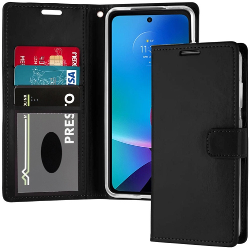 XCRS Folio Housse de portefeuille magnétique, pochette en cuir PU avec fente pour carte et étui pour Motorola G Play 2023