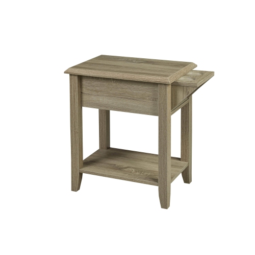 Brassex Inc. Telephone Stand with Storage Drawer and Cupholders - Dark Taupe