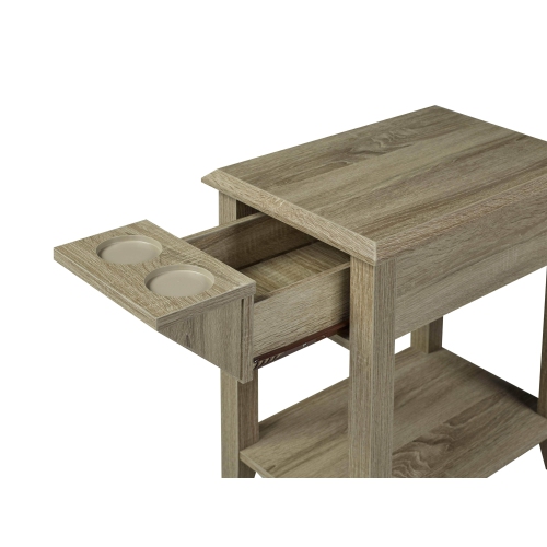 Brassex Inc. Telephone Stand with Storage Drawer and Cupholders - Dark Taupe