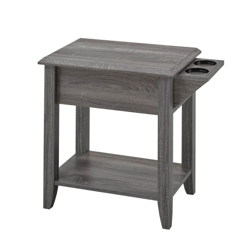Brassex Inc. Telephone Stand with Storage Drawer and Cupholders - Dark Taupe