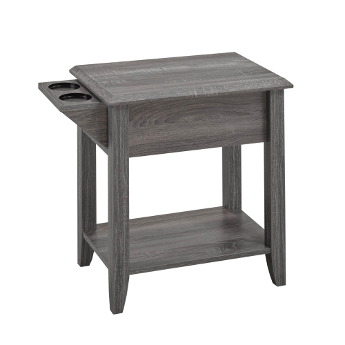 Brassex Inc. Telephone Stand with Storage Drawer and Cupholders - Dark Taupe
