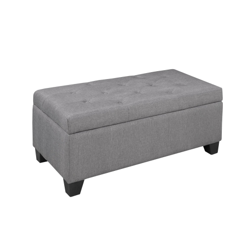 BRASSEX INC.  Padded Tufted Storage Ottoman - In Grey