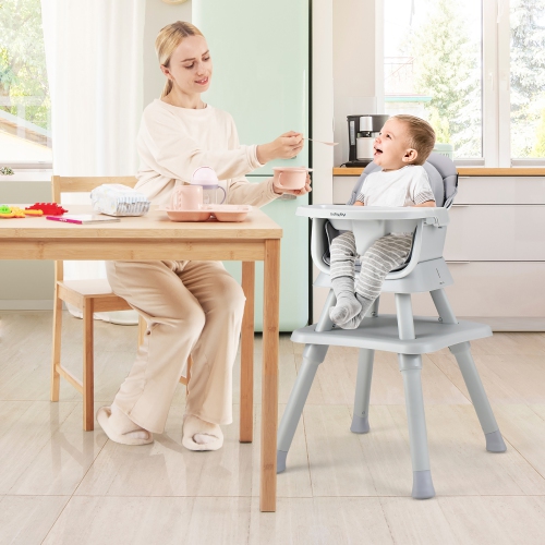 Costway 6-in-1 Baby High Chair Convertible Dining Booster Seat with Removable Tray