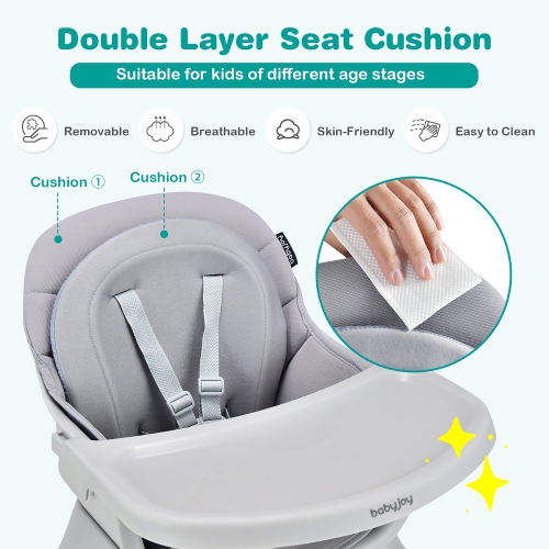 Costway 6-in-1 Baby High Chair Convertible Dining Booster Seat with Removable Tray