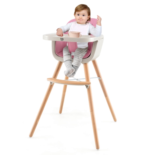Costway 3 in 1 Convertible Wooden High Chair Baby Toddler Highchair w/ Cushion