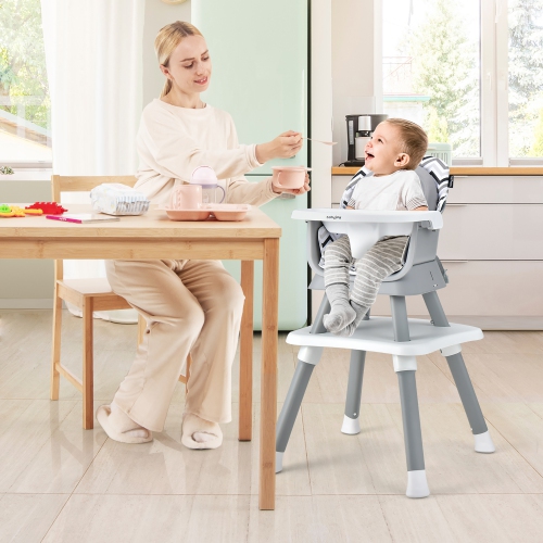 Costway 6-in-1 Baby High Chair Convertible Dining Booster Seat with Removable Tray
