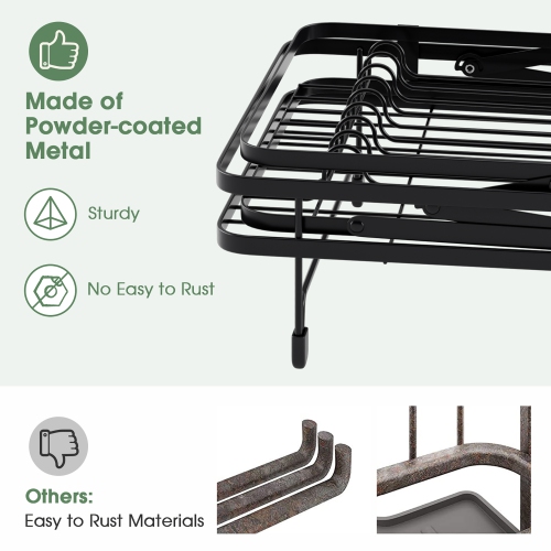 Costway Dish Drying Rack Collapsible 2 Tier Dish Rack and Drainboard Set Kitchen Counter