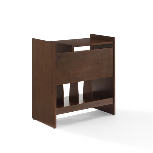 Crosley Furniture Portland Modern MDF Birch Veneer Turntable Stand in Dark Brown