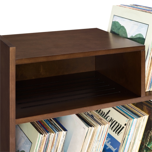 Crosley Furniture Portland Modern MDF Birch Veneer Turntable Stand in Dark Brown