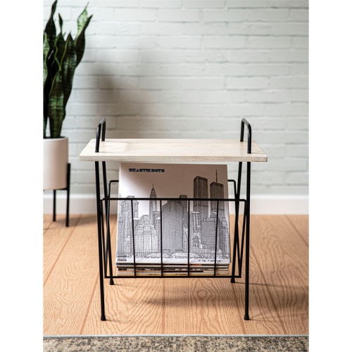 Crosley Furniture Wiltshire Modern Wood and Metal Turntable Stand in Natural