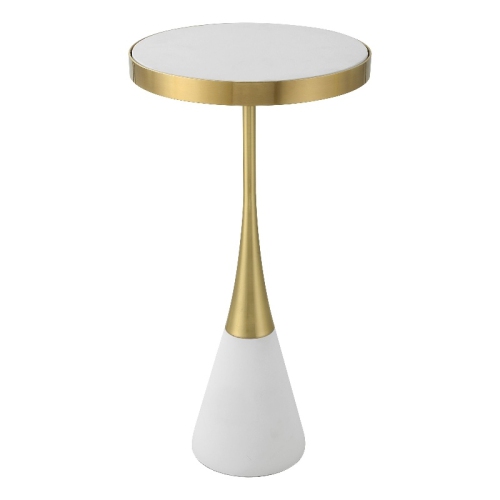 UTTERMOST  Apex Contemporary Concrete And Metal Accent Table In Brass/white