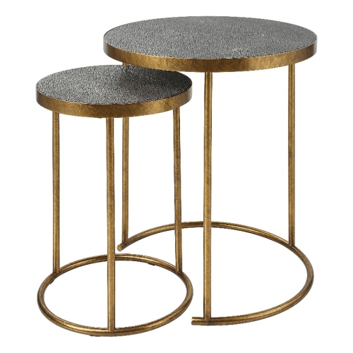 Uttermost Aragon Metal and MDF Nesting Tables in Brass/Gray