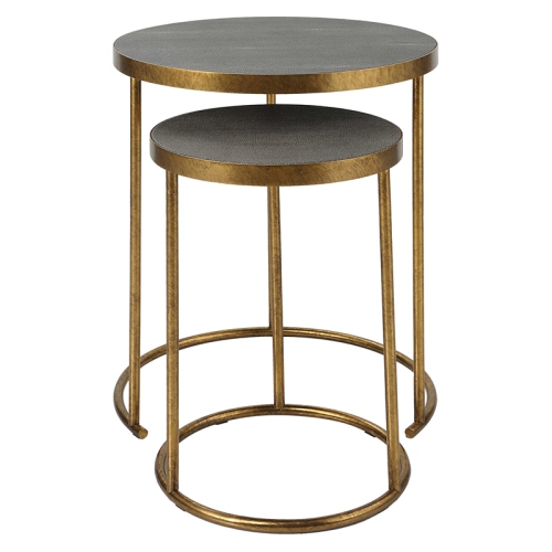 Uttermost Aragon Metal and MDF Nesting Tables in Brass/Gray