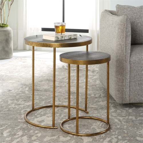 Uttermost Aragon Metal and MDF Nesting Tables in Brass/Gray