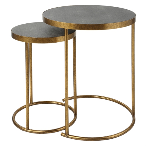 Uttermost Aragon Metal and MDF Nesting Tables in Brass/Gray