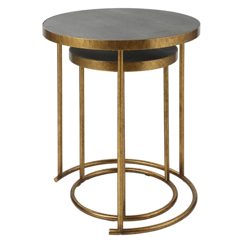 Uttermost Aragon Metal and MDF Nesting Tables in Brass/Gray