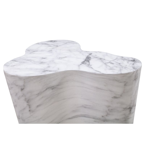 TOV Furniture Slab 22"H Transitional Marble Concrete Stone Side Table in White
