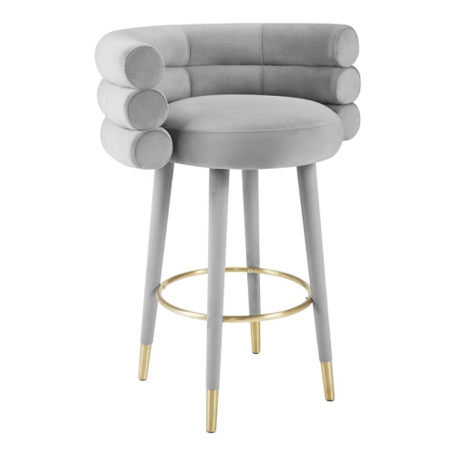 TOV FURNITURE  Betty 30.3"h Velvet And Plywood Bar Stool In Gray/gold