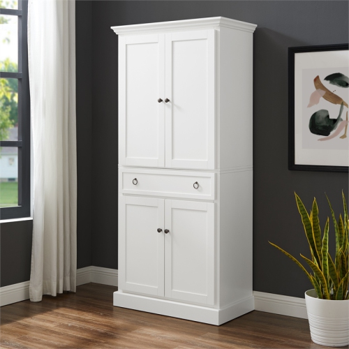 Crosley Furniture Winston Traditional MDF Particle Board Storage Pantry in White
