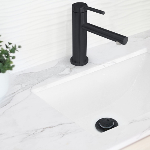 OPEN BOX A - Single Handle Modern Bathroom Basin Sink Faucet, Stainless Steel Matte Black Finish, B-108N