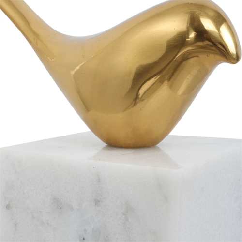Uttermost Flying Brass and Marble Solo Bird Wall Decor in Brass/White