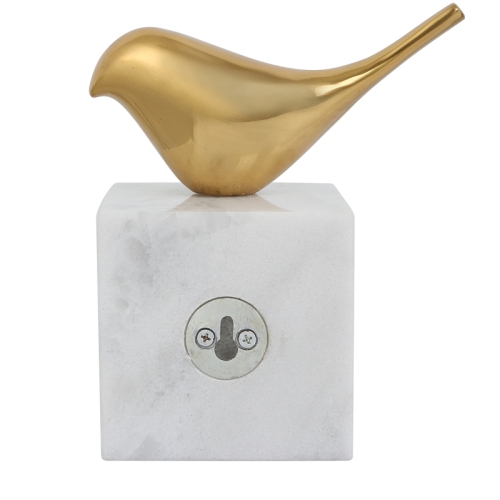 Uttermost Flying Brass and Marble Solo Bird Wall Decor in Brass/White